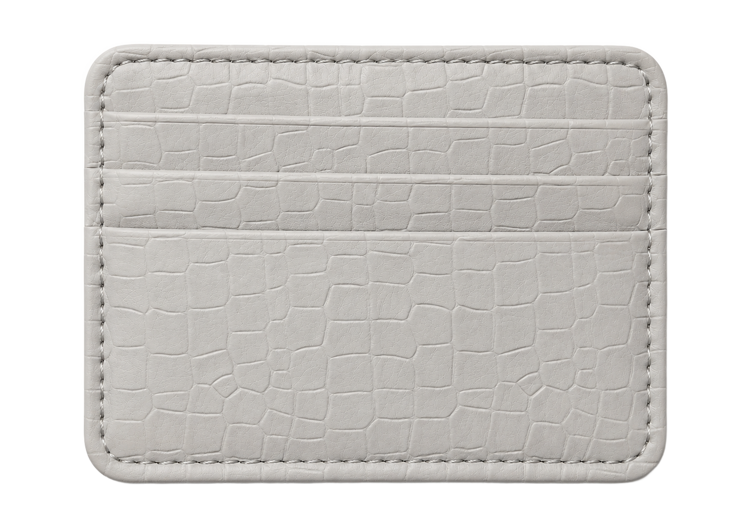 Textured Leather Card Holder — Grey Croc Print